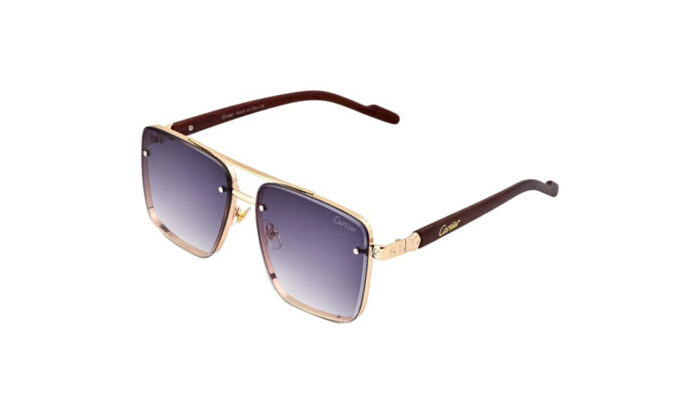 CARTIER GOLDEN METAL SQUARE WOMEN SUNGLASSES 2