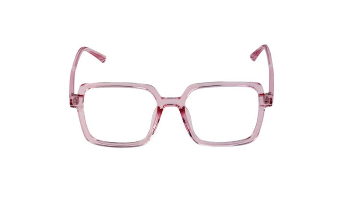 GOGGLESGURU TRANSLUCENT PINK ACETATE SQUARE WOMEN EYEGLASSES