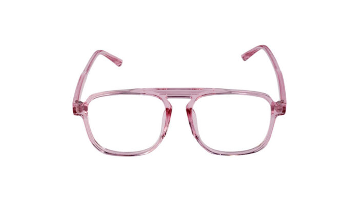 GOGGLESGURU TRANSLUCENT PINK ACETATE SQUARE WOMEN EYEGLASSES