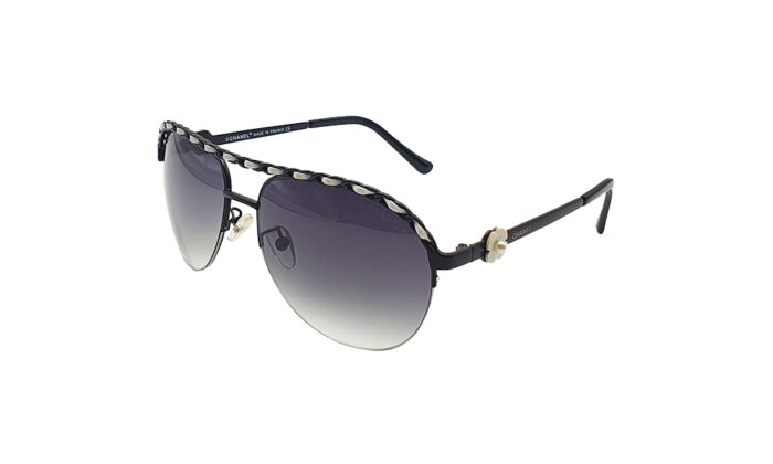 CHANEL BLACK METAL AVIATOR WOMEN SUNGLASSES 2