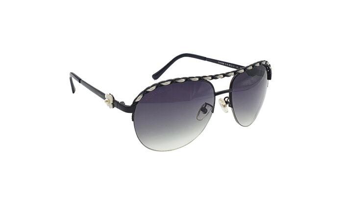 CHANEL BLACK METAL AVIATOR WOMEN SUNGLASSES 3