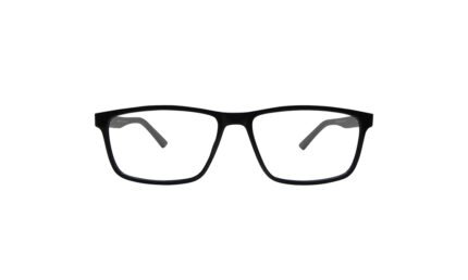 EMPORIO ARMANI BLACK ACETATE RECTANGLE MEN EYEGLASSES