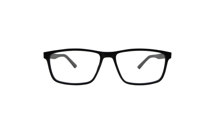 EMPORIO ARMANI BLACK ACETATE RECTANGLE MEN EYEGLASSES