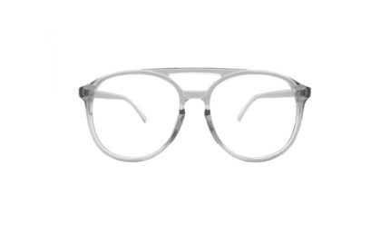 GOGGLESGURU TRANSLUCENT GREY ACETATE ROUND MEN EYEGLASSES