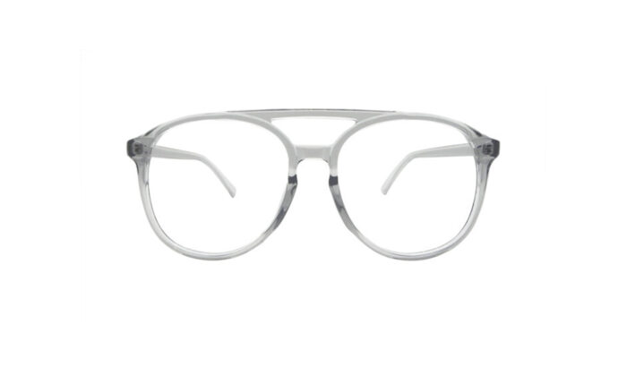 GOGGLESGURU TRANSLUCENT GREY ACETATE ROUND MEN EYEGLASSES