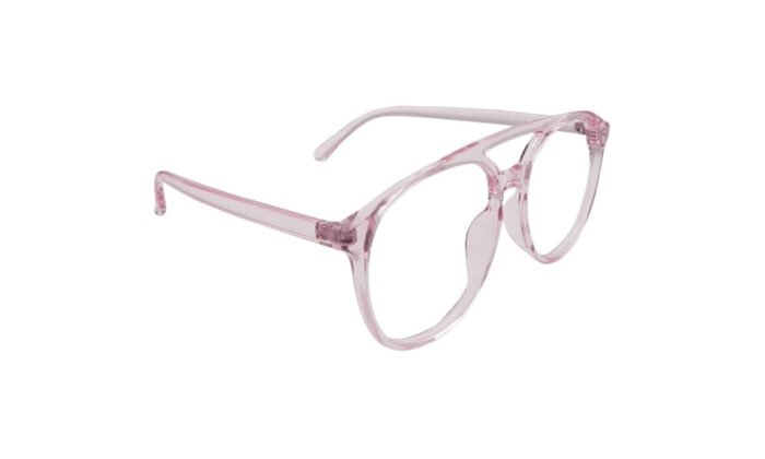 GOGGLESGURU TRANSLUCENT PINK ACETATE ROUND WOMEN EYEGLASSES 3