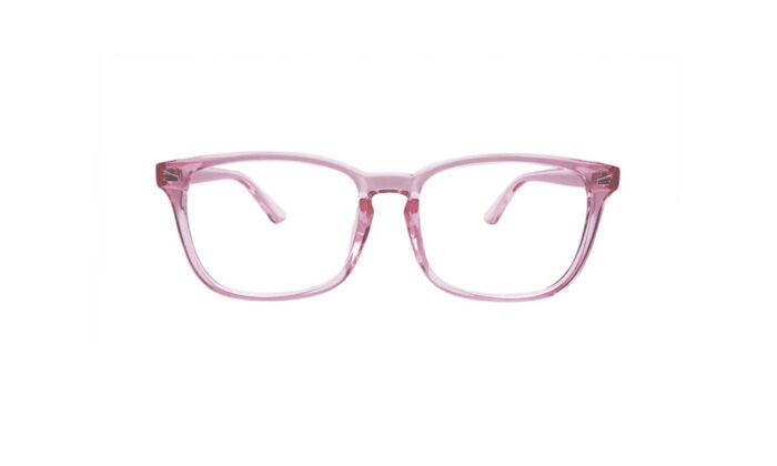 GOGGLESGURU TRANSLUCENT PINK ACETATE SQUARE WOMEN EYEGLASSES