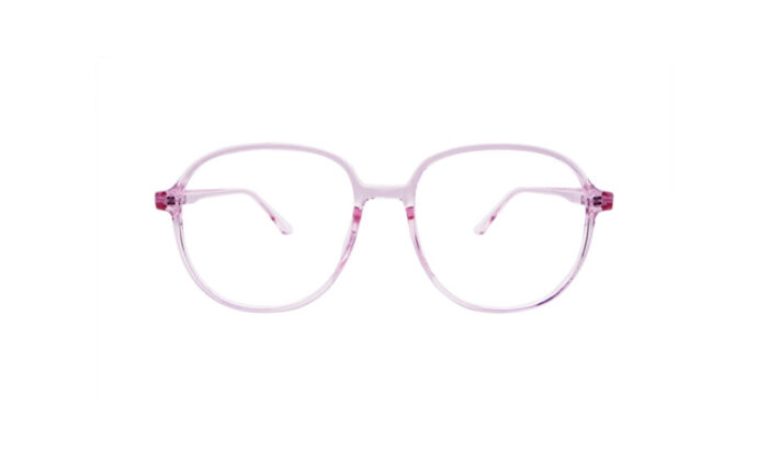 GOGGLESGURU TRANSLUCENT PURPLE ACETATE ROUND WOMEN EYEGLASSES