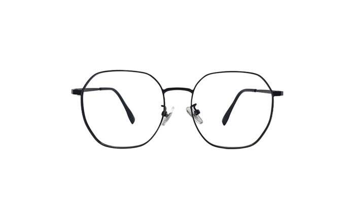 GOGGLESGURU BLACK TITANIUM HEXAGONAL WOMEN EYEGLASSES 1