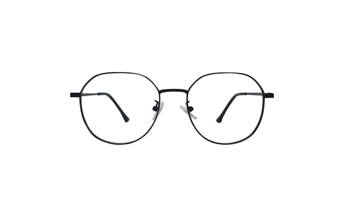 GOGGLESGURU MATTE BLACK TITANIUM HEXAGONAL MEN EYEGLASSES 1