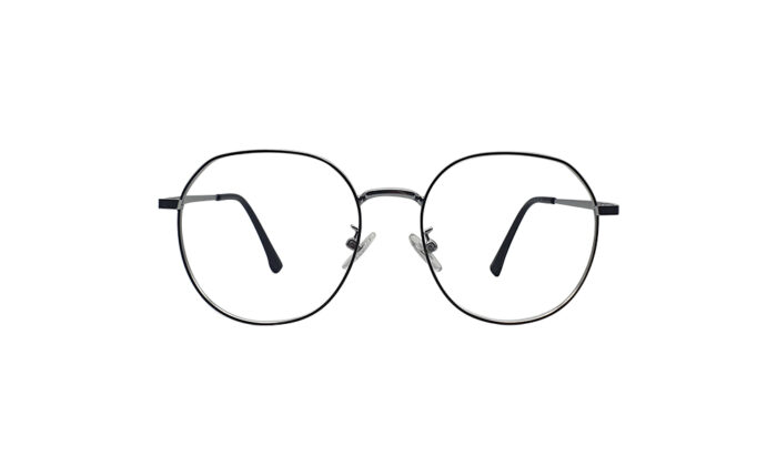 GOGGLESGURU SILVER TITANIUM HEXAGONAL MEN EYEGLASSES 1