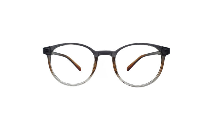 SAPPHIRE TRANSLUCENT GRAY & BROWN ACETATE ROUND KIDS EYEGLASSES 1