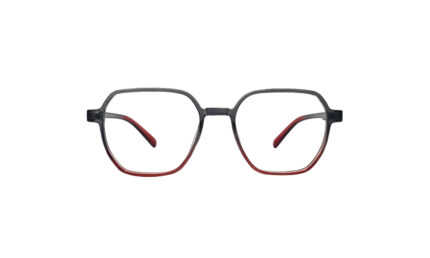 SAPPHIRE TRANSLUCENT GRAY & RED ACETATE SQUARE KIDS EYEGLASSES 1