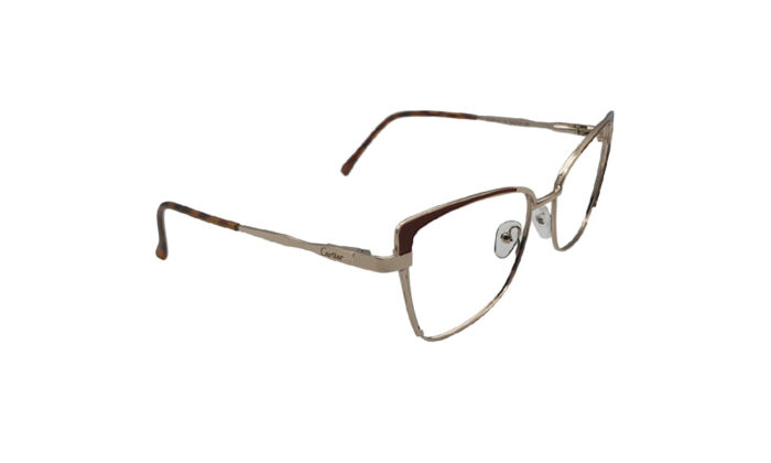 CARTIER SILVER BROWN METAL CAT EYE WOMEN EYEGLASSES 3