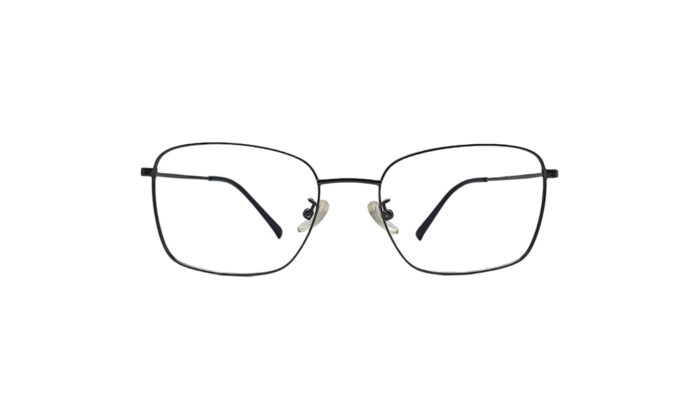 GOGGLESGURU BLACK TITANIUM RECTANGLE MEN EYEGLASSES 1