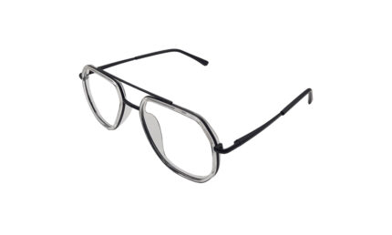 GOGGLESGURU BLACK TRANSLUCENT METAL GEOMETRIC MEN EYEGLASSES 2