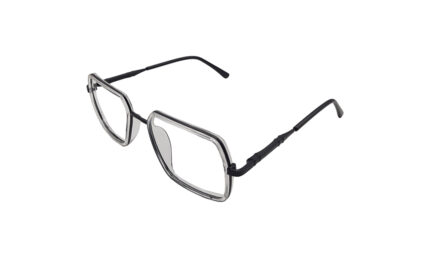 GOGGLESGURU BLACK TRANSLUCENT METAL SQUARE MEN EYEGLASSES 2