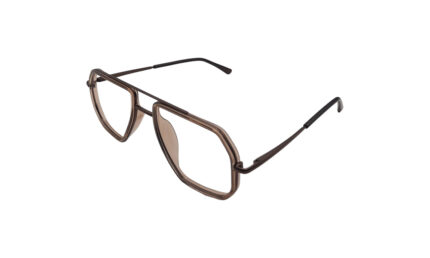 GOGGLESGURU BROWN METAL GEOMETRIC MEN EYEGLASSES 2