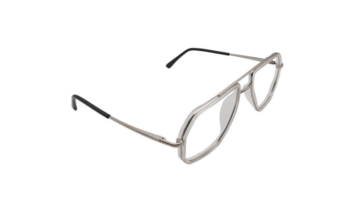 GOGGLESGURU SILVER METAL GEOMETRIC MEN EYEGLASSES 3