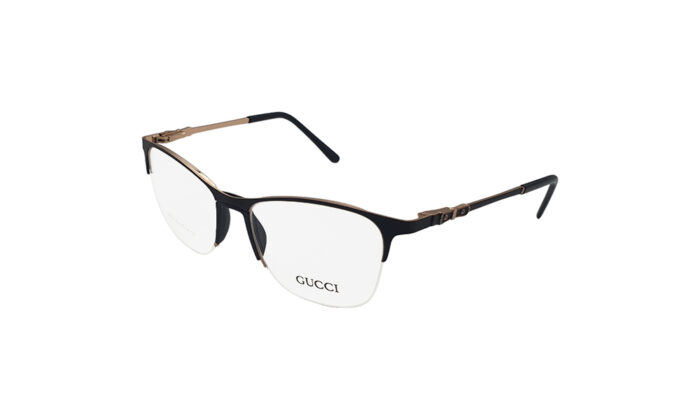 GUCCI BLACK METAL RECTANGLE WOMEN EYEGLASSES 2