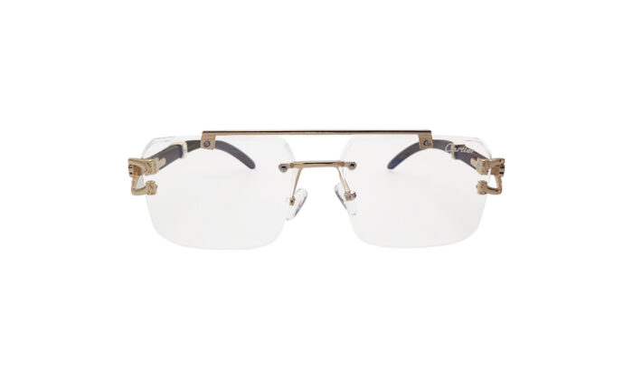 CARTIER GOLDEN RIMLESS RECTANGLE MEN EYEGLASSES 1