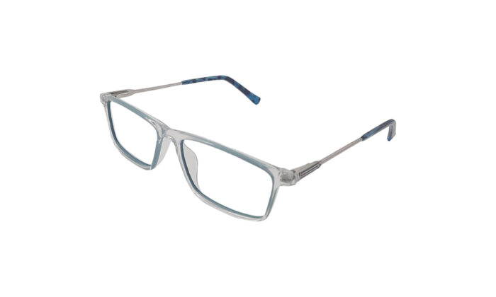 GOGGLESGURU TRANSLUCENT BLUE ACETATE RECTANGLE MEN EYEGLASSES 2