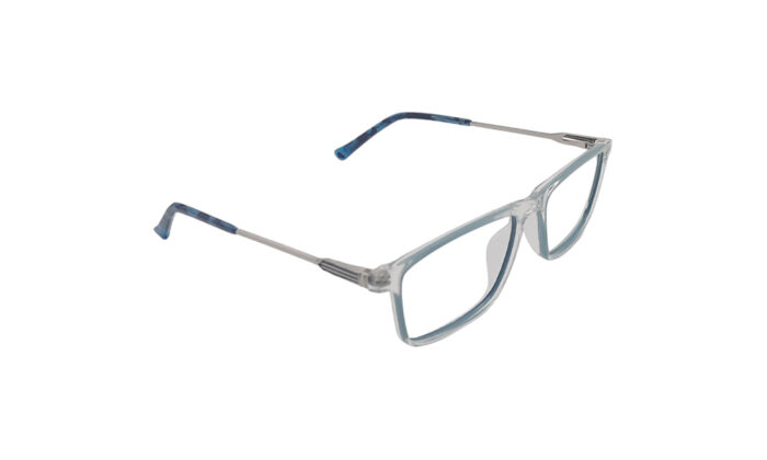 GOGGLESGURU TRANSLUCENT BLUE ACETATE RECTANGLE MEN EYEGLASSES 3