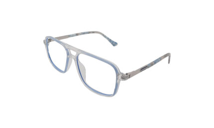 GOGGLESGURU TRANSLUCENT BLUE ACETATE SQUARE MEN EYEGLASSES 2