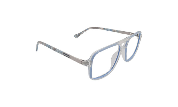 GOGGLESGURU TRANSLUCENT BLUE ACETATE SQUARE WOMEN EYEGLASSES 3