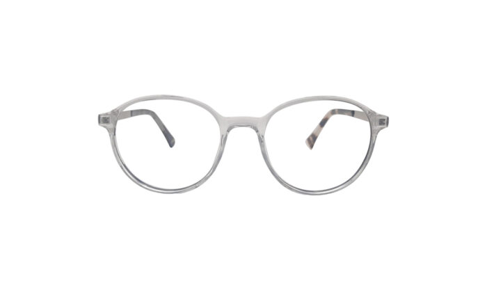 GOGGLESGURU TRANSLUCENT GRAY ACETATE ROUND MEN EYEGLASSES 1