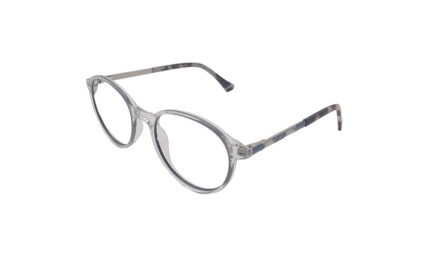 GOGGLESGURU TRANSLUCENT GRAY ACETATE ROUND MEN EYEGLASSES 2