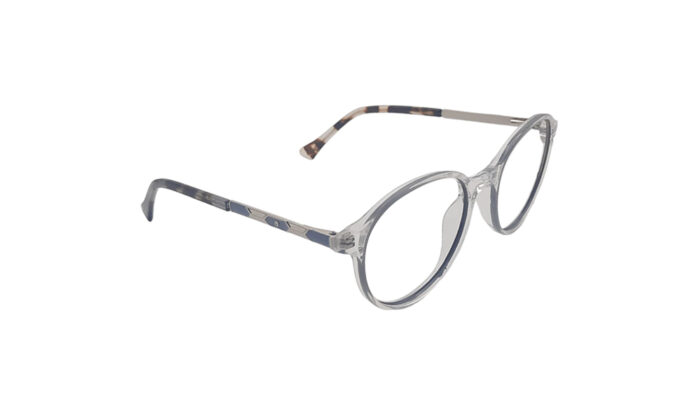 GOGGLESGURU TRANSLUCENT GRAY ACETATE ROUND MEN EYEGLASSES 3