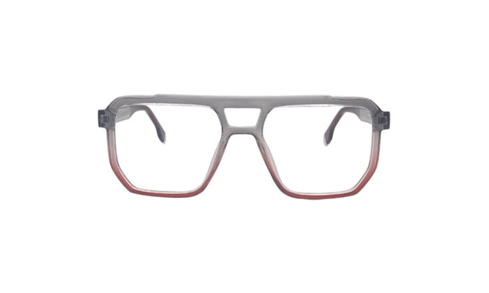 GOGGLESGURU TRANSLUCENT GRAY & RED ACETATE SQUARE MEN EYEGLASSES 1