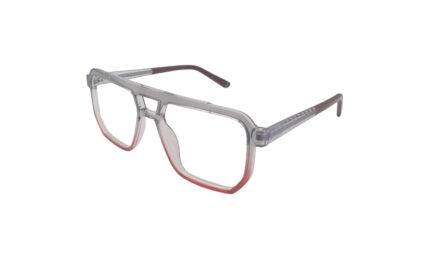 GOGGLESGURU TRANSLUCENT GRAY & RED ACETATE SQUARE MEN EYEGLASSES 2