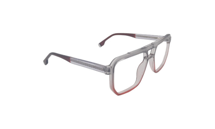 GOGGLESGURU TRANSLUCENT GRAY & RED ACETATE SQUARE MEN EYEGLASSES 3