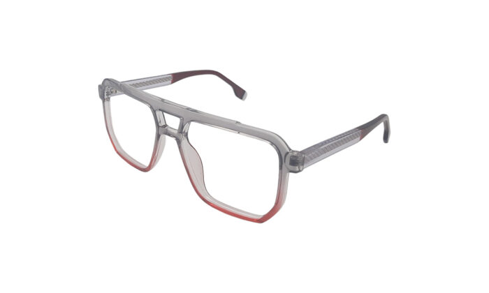 GOGGLESGURU TRANSLUCENT GRAY & RED ACETATE SQUARE WOMEN EYEGLASSES 2