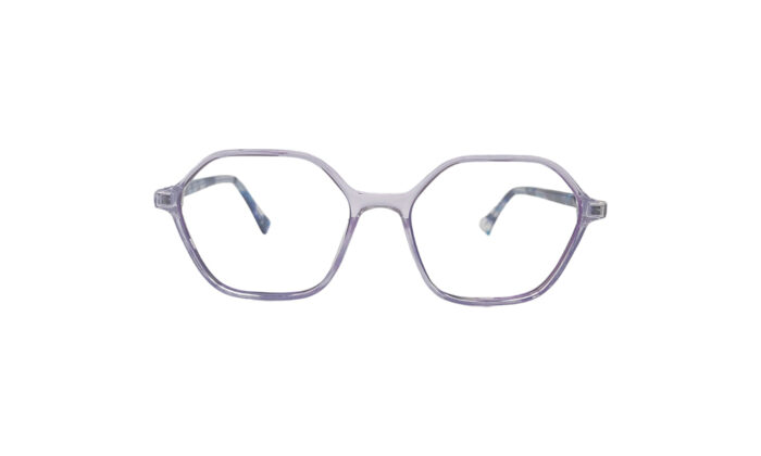 GOGGLESGURU TRANSLUCENT PURPLE ACETATE HEXAGONAL WOMEN EYEGLASSES 1