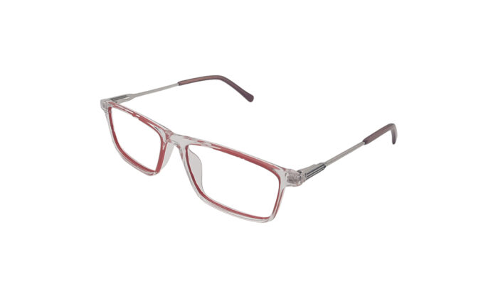 GOGGLESGURU TRANSLUCENT RED ACETATE RECTANGLE MEN EYEGLASSES 2