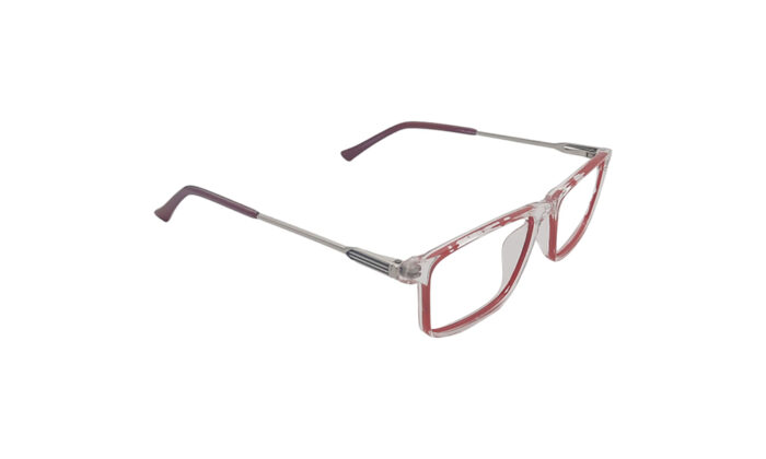 GOGGLESGURU TRANSLUCENT RED ACETATE RECTANGLE MEN EYEGLASSES 3