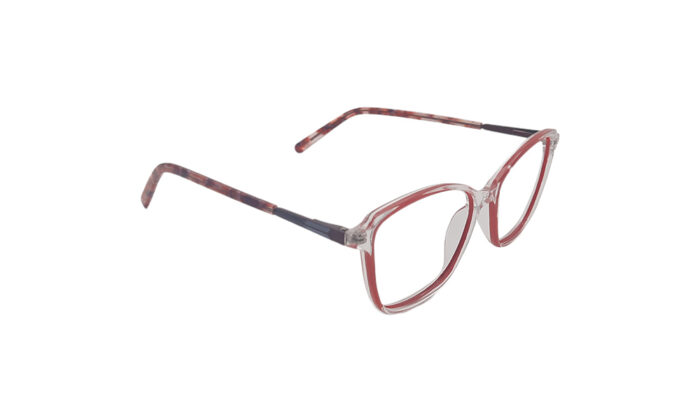 GOGGLESGURU TRANSLUCENT RED ACETATE SQUARE WOMEN EYEGLASSES 3