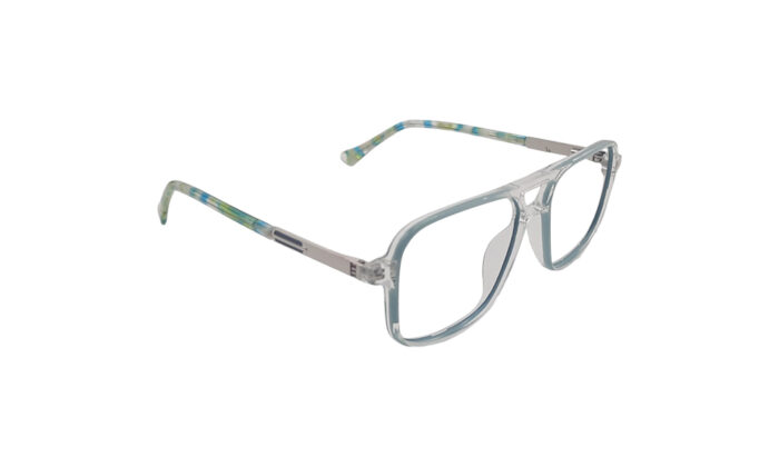 GOGGLESGURU TRANSLUCENT TURQUOISE ACETATE SQUARE MEN EYEGLASSES 3