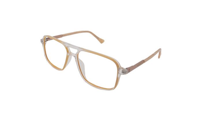 GOGGLESGURU TRANSLUCENT YELLOW ACETATE SQUARE MEN EYEGLASSES 2