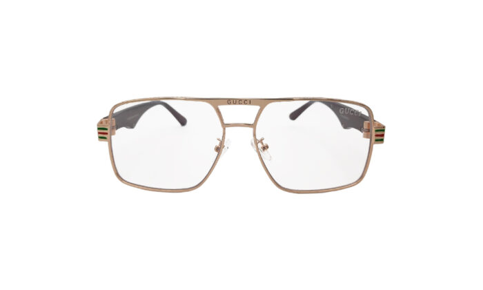 GUCCI GOLDEN METAL GEOMETRIC MEN EYEGLASSES 1