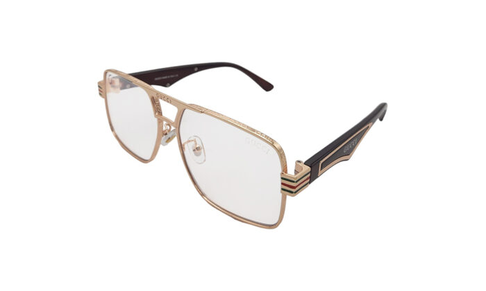 GUCCI GOLDEN METAL GEOMETRIC MEN EYEGLASSES 2