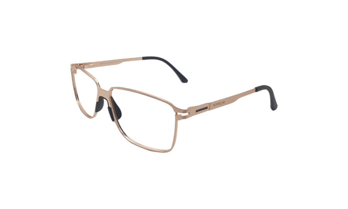 PORSCHE GOLDEN METAL RECTANGLE MEN EYEGLASSES 2