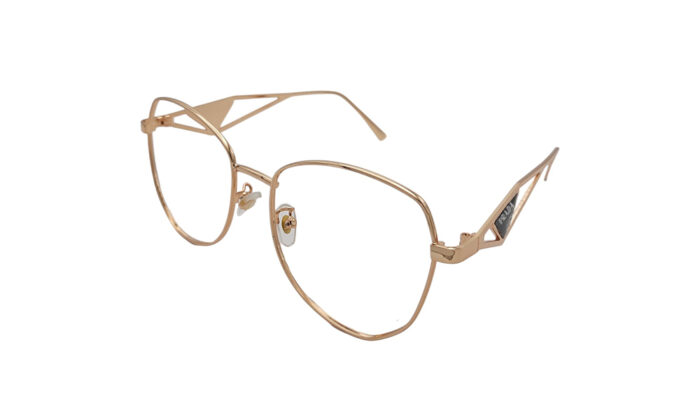 PRADA GOLDEN METAL GEOMETRIC WOMEN EYEGLASSES 2