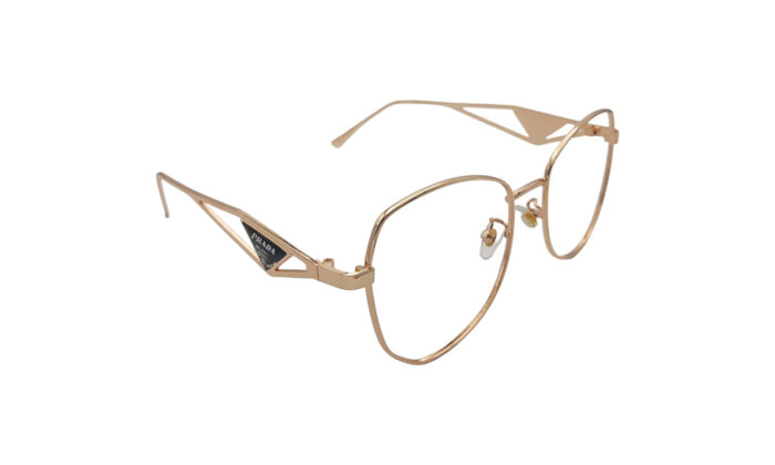 PRADA GOLDEN METAL GEOMETRIC WOMEN EYEGLASSES 3