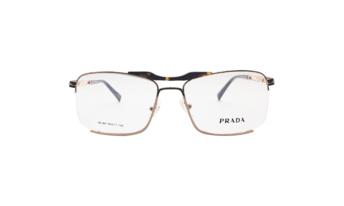 PRADA GOLDEN METAL RECTANGLE WOMEN EYEGLASSES 1