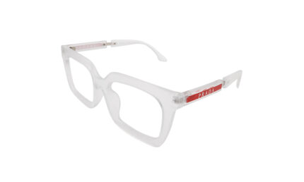 PRADA MATTE TRANSLUCENT ACETATE RECTANGLE WOMEN EYEGLASSES 2