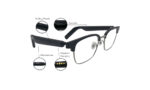 GOOGLES GURU SMART AUDIO BLACK SILVER ACETATE SQUARE EYEGLASSES 1